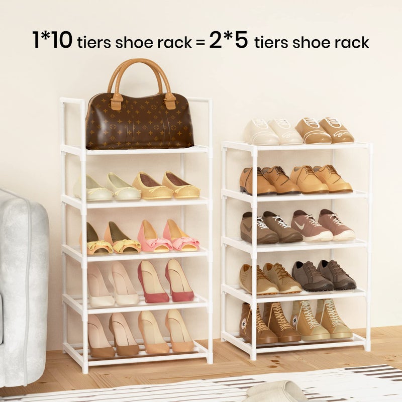 WEXCISE Metal Shoe Rack Organizer 10 Tiers, 20-24 Pairs Narrow Tall Shoe Racks for Closets Entryway - Vertical Boots Organizer Storage - Sturdy Shoe Shelf Cabinet White - Image 4