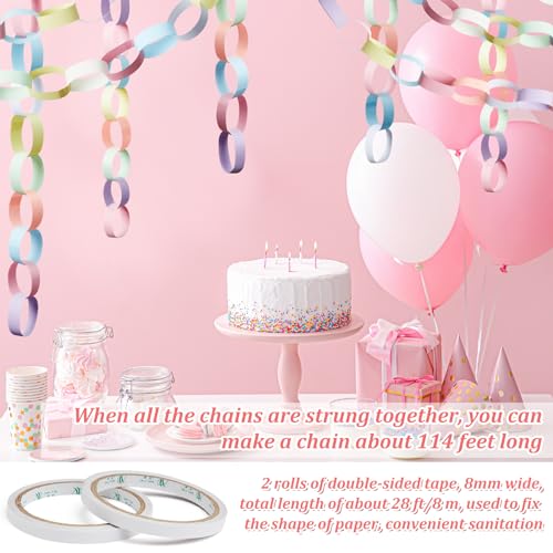 Nezyo 240 Sheets Paper Chain Strips Construction Bright Paper Strips About 46 Feet in Total Length 1 x 8 Inch with 1 Roll Double Sided Tape for Crafting DIY Home Party Decoration(Macaron Colors) - Image 2