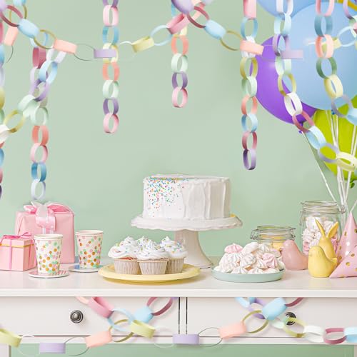 Nezyo 240 Sheets Paper Chain Strips Construction Bright Paper Strips About 46 Feet in Total Length 1 x 8 Inch with 1 Roll Double Sided Tape for Crafting DIY Home Party Decoration(Macaron Colors) - Image 5
