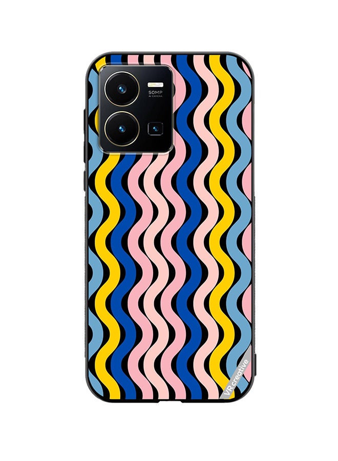 Protective Case Cover For Vivo Y35 Retro Vintage Waves Groove Design Multicolour