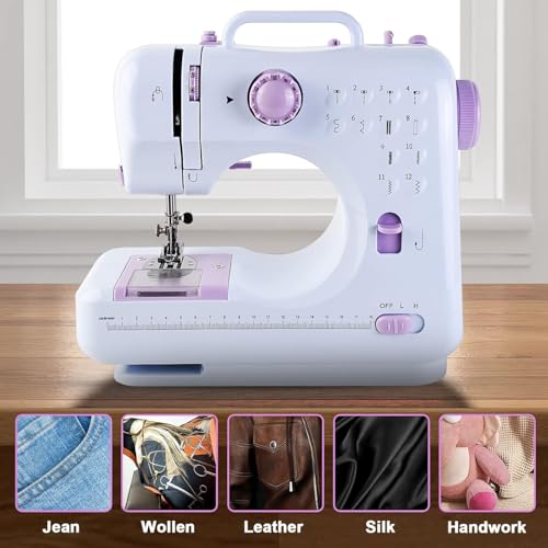 JUCVNB Sewing Machine for Beginners & Kids, Mini Portable Sewing Machines with 12 Built-in Stitch Patterns, 2-Speed Foot Pedal, Perfect for Teaching Daughter Granddaughter to Sew(27 Pieces Sewing Kit & Case) - Image 5