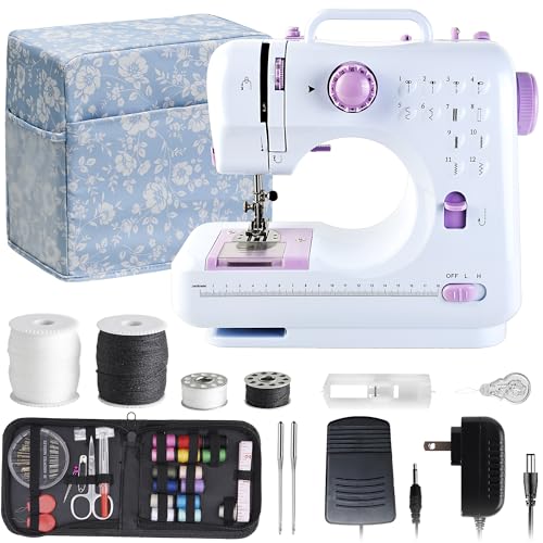 JUCVNB Sewing Machine for Beginners & Kids, Mini Portable Sewing Machines with 12 Built-in Stitch Patterns, 2-Speed Foot Pedal, Perfect for Teaching Daughter Granddaughter to Sew(27 Pieces Sewing Kit & Case) - Image 1