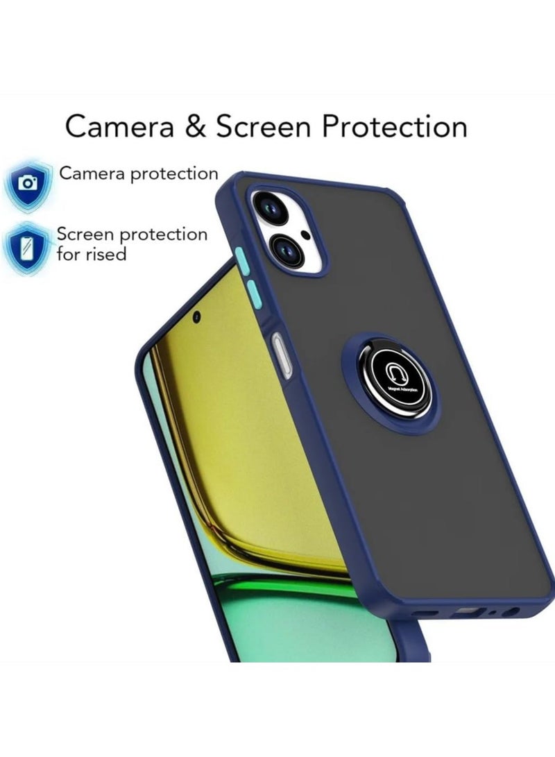 Case for Samsung Galaxy A06 Case Cover Metal Ring Holder Grip Kickstand Car Magnetic Mount Shockproof Matte Hard Back Bumper Case for Samsung Galaxy A06 2024 (Blue) - Image 3