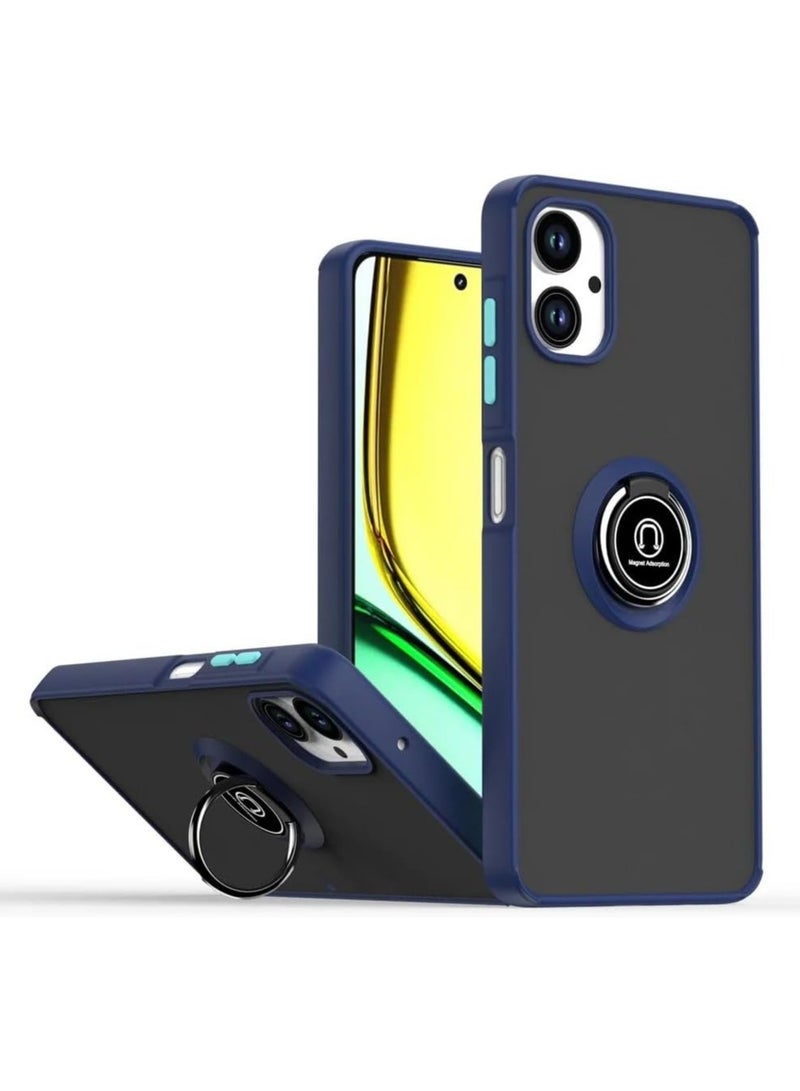 Case for Samsung Galaxy A06 Case Cover Metal Ring Holder Grip Kickstand Car Magnetic Mount Shockproof Matte Hard Back Bumper Case for Samsung Galaxy A06 2024 (Blue) - Image 1
