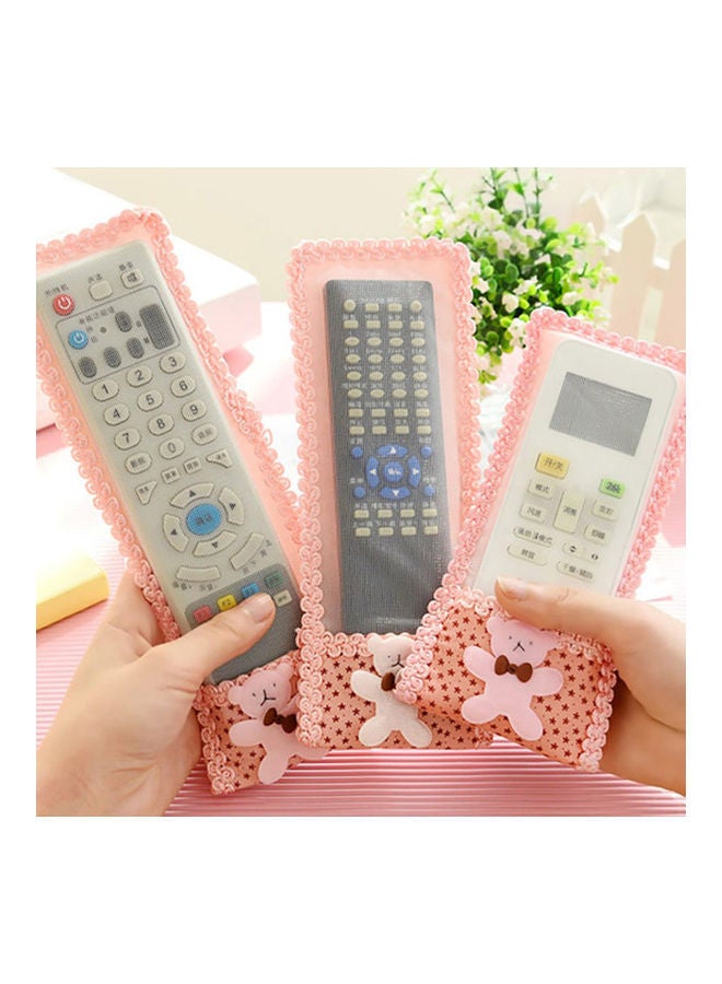 NIBEMINENT Cute Lace Bear Dustproof TV Air Conditioner Remote Controller Cover Protector Pink 20*10*20cm - Image 3