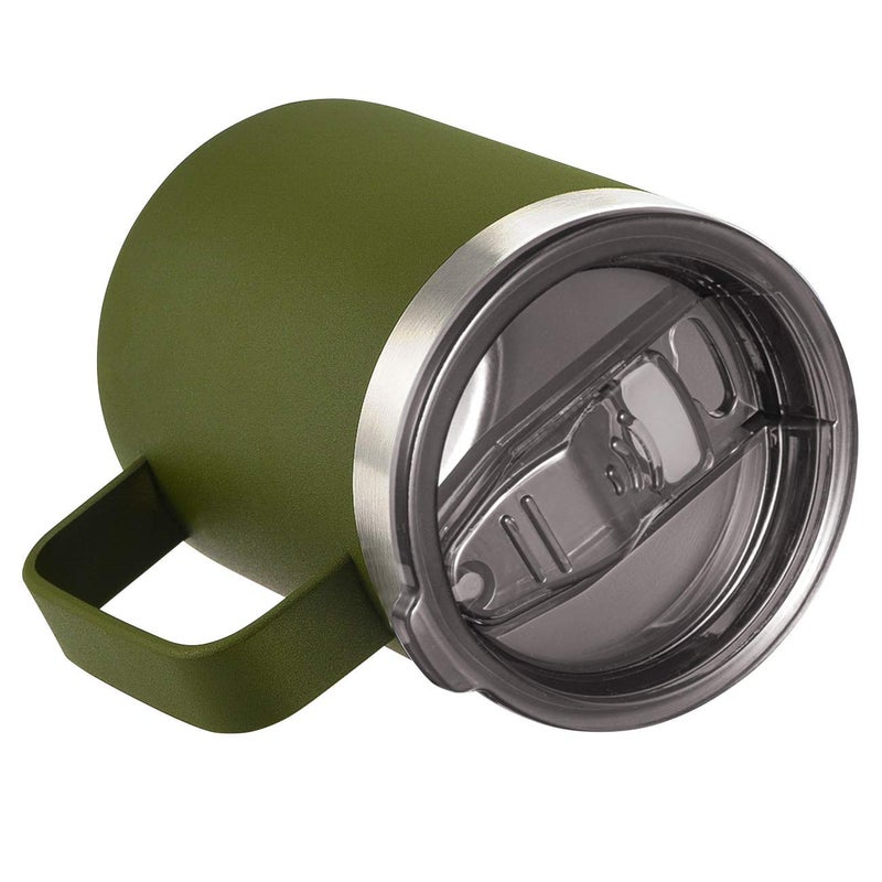 ALOUFEA 12oz Stainless Steel Insulated Coffee Mug with Handle  Double Wall Vacuum Travel Mug  Tumbler Cup with Sliding Lid  Army Green - Image 3