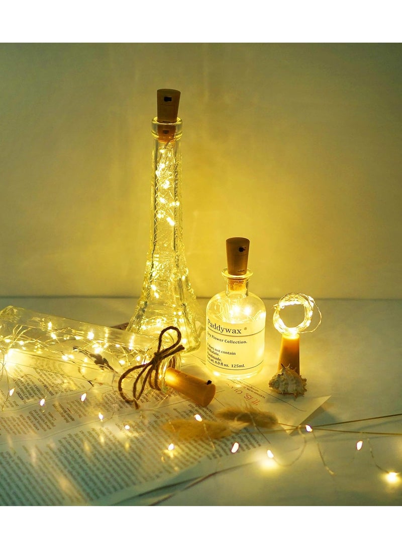 Goolsky Wine Bottle Lights with Cork, 6 Pack Battery Operated 15 LED Cork Shape Silver Wire Colorful Fairy Mini String Lights for DIY, Party, Decor,Wedding (Warm White) - Image 2