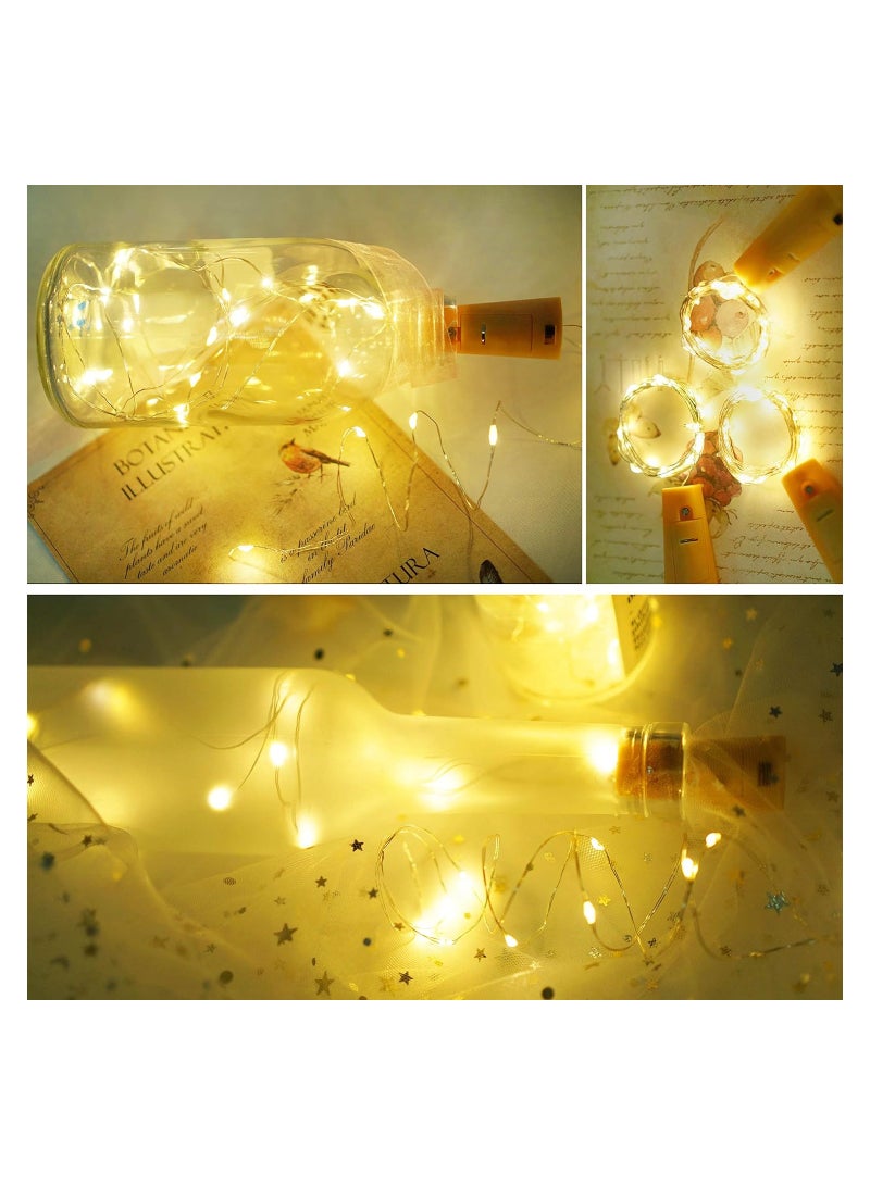 Goolsky Wine Bottle Lights with Cork, 6 Pack Battery Operated 15 LED Cork Shape Silver Wire Colorful Fairy Mini String Lights for DIY, Party, Decor,Wedding (Warm White) - Image 4