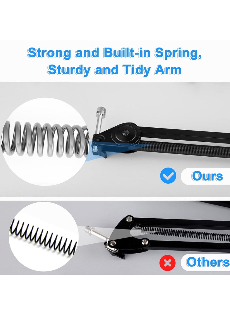 XiuWoo Mic Boom Arm, Microphone Stand Desk Mount with 5/8 Thread, Heavy Duty Boom Mic Stand for Blue Yeti, Hyperx Quadcast, With Filter, 5/8" to 3/8", to 1/4" Adapter with 8 Cable Ties(without Microphone) - Image 4