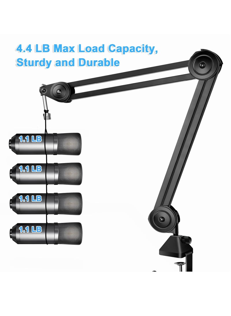 XiuWoo Mic Boom Arm, Microphone Stand Desk Mount with 5/8 Thread, Heavy Duty Boom Mic Stand for Blue Yeti, Hyperx Quadcast, With Filter, 5/8" to 3/8", to 1/4" Adapter with 8 Cable Ties(without Microphone) - Image 5