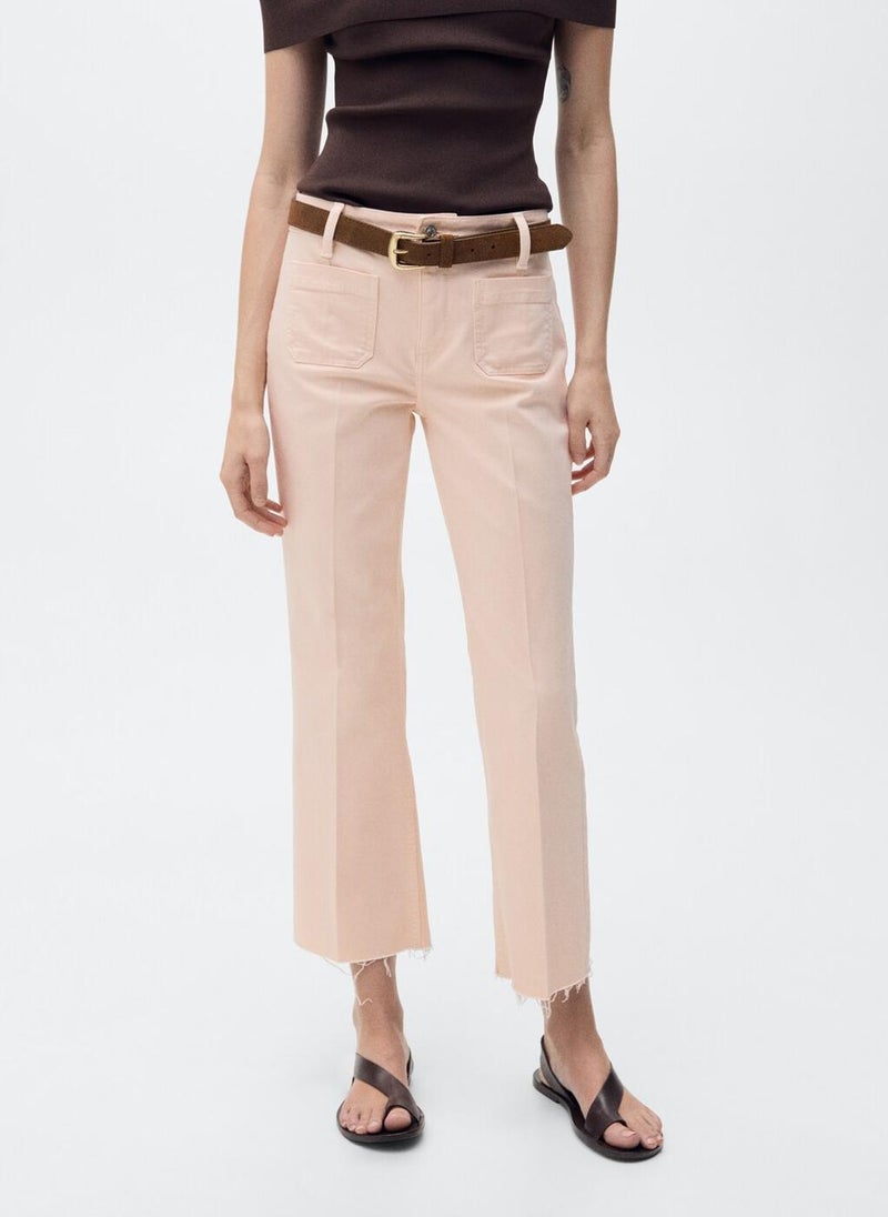 MANGO Flared Cropped Jeans With Pockets  - Image 1