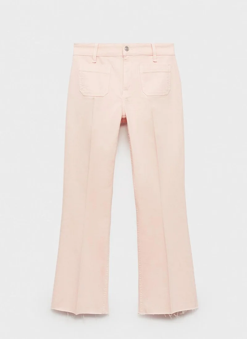 MANGO Flared Cropped Jeans With Pockets