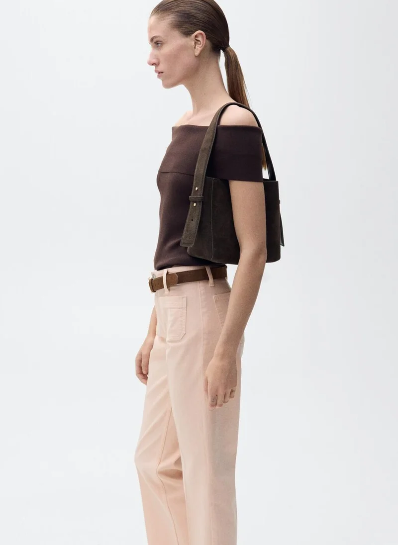 MANGO Flared Cropped Jeans With Pockets