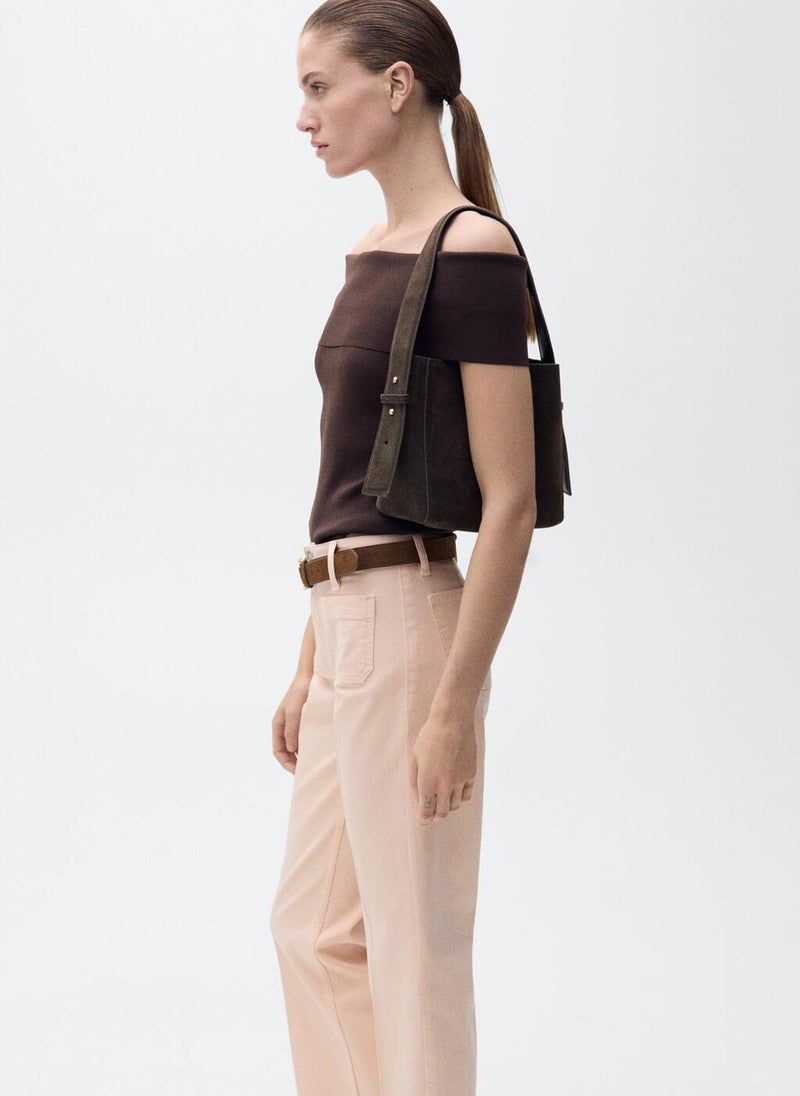 MANGO Flared Cropped Jeans With Pockets  - Image 3