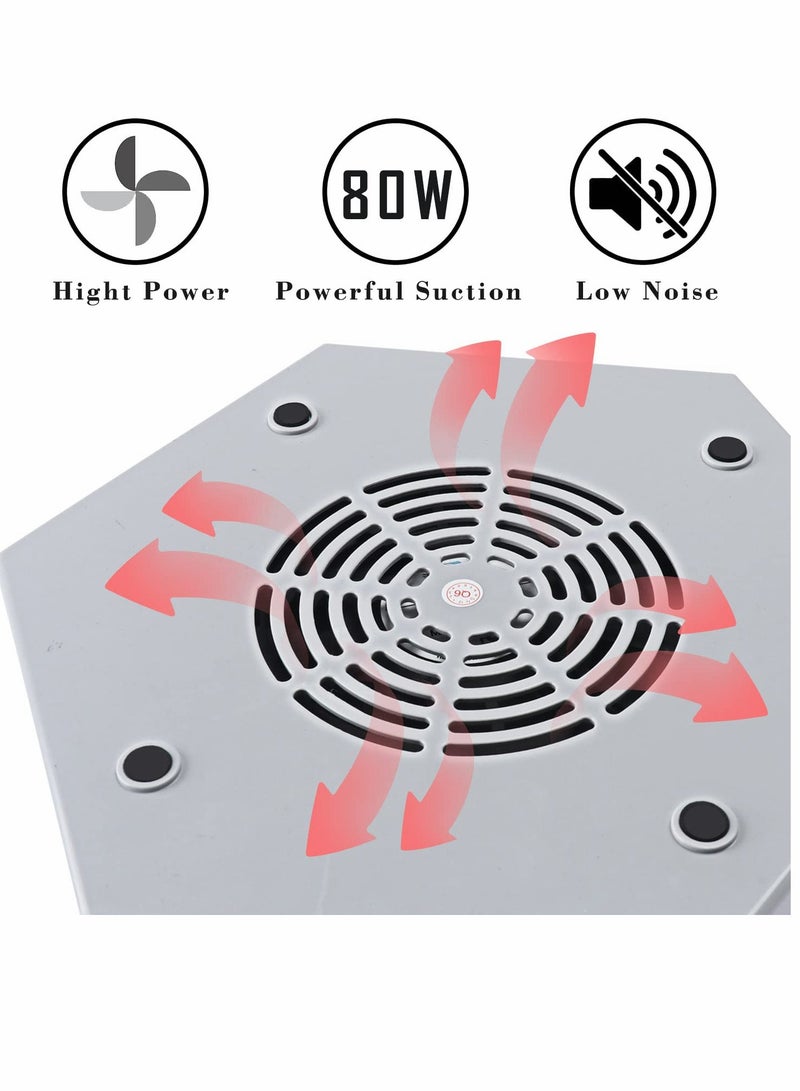 Captaintech Nail Dust Collector Vacuum Machine for Acrylic Nails, 80W Powerful Salon and Home Use, Professional Cleaner Drill File Buffer, Strong - Image 3