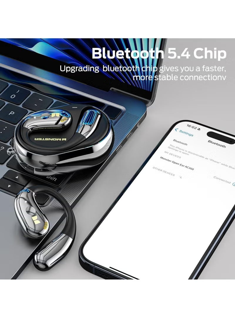 Monster Open Ear AC360, Wireless Bluetooth Rotary Earphone, with Lanyard, Upgraded Bluetooth 5.4, Touch Control, 24h Long Battery Life, IPX5 Waterproof, Long Wear Comfortable and Not Tired - Image 4