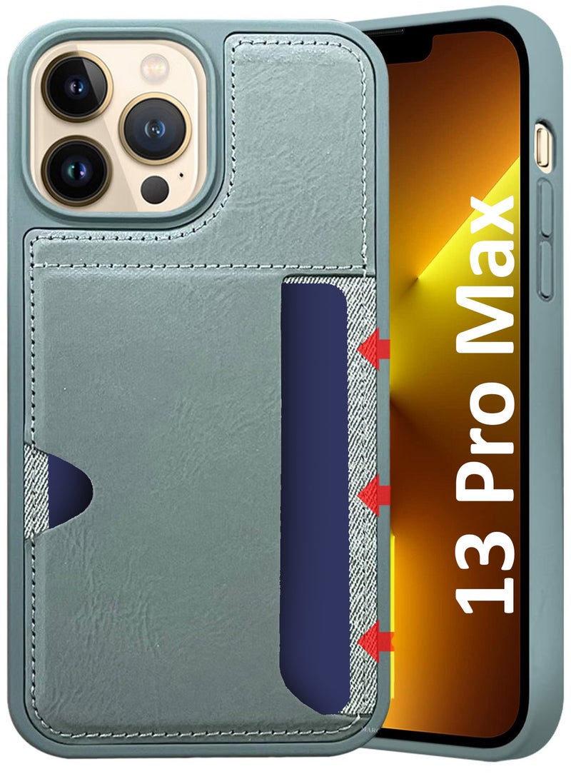 CATANES iPhone 13 Pro Max Case Leather Antifingerprint Cover with Wallet Card Slot Shell, Side Insert Card Holder, Anti Fall Protection  - Image 1