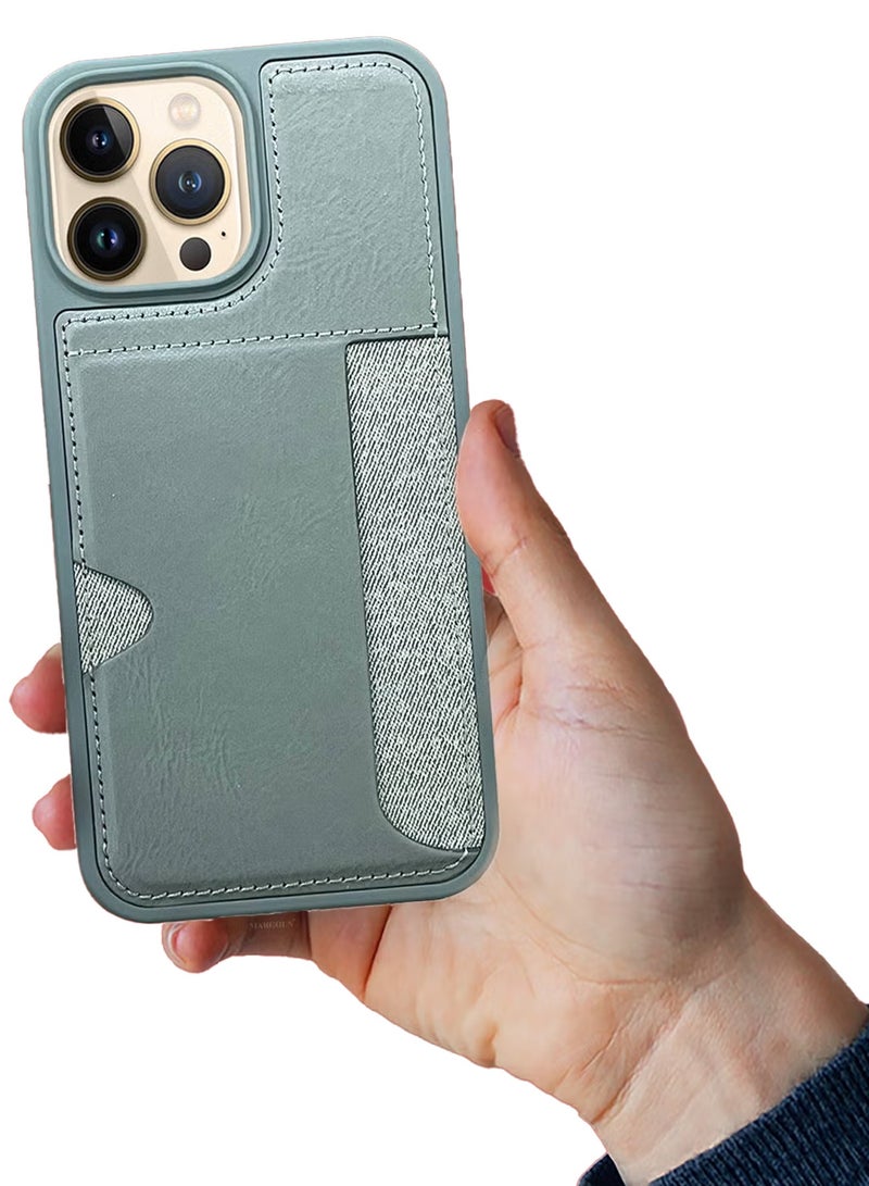 CATANES iPhone 13 Pro Max Case Leather Antifingerprint Cover with Wallet Card Slot Shell, Side Insert Card Holder, Anti Fall Protection  - Image 4