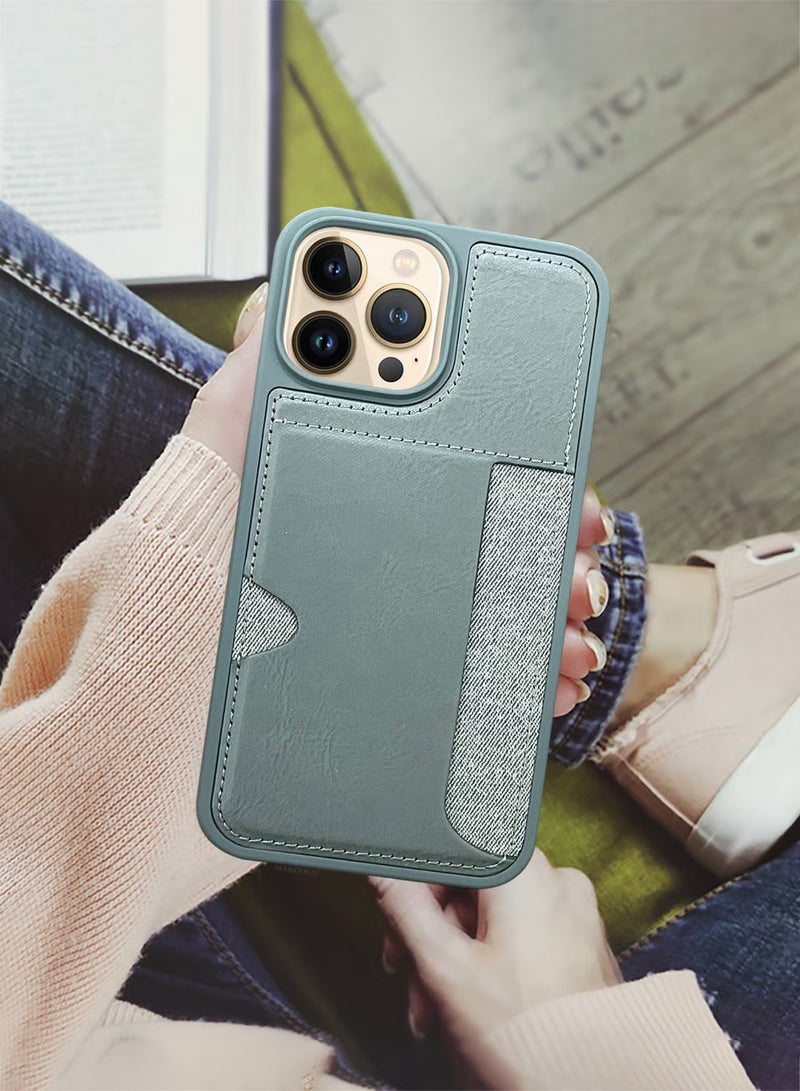 CATANES iPhone 13 Pro Max Case Leather Antifingerprint Cover with Wallet Card Slot Shell, Side Insert Card Holder, Anti Fall Protection  - Image 5