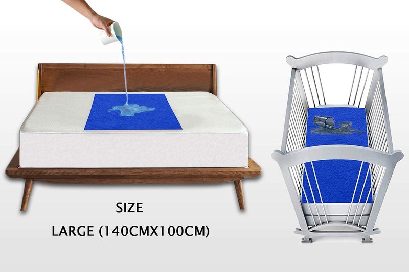 Trance Quick Dry - Soft Bed Protector Waterproof Baby Cot Sheet - (Large-140x100 cm,Ink Blue) - Image 2