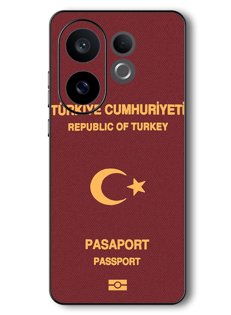 Theodor Case Compatible with Vivo V60 6.77 Inch Protection Shockproof Bumper Cover Turkey Passport - Image 1