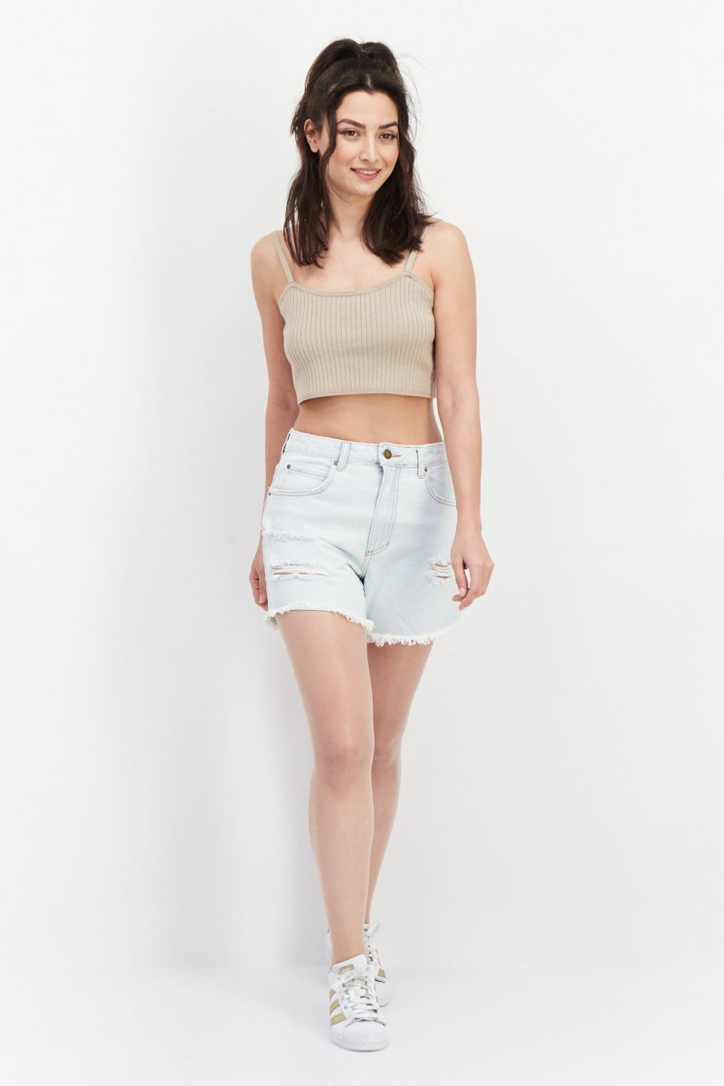 Billabong شورتات جينز عادية للنساء، مزق، أزرق فاتح - Image 4