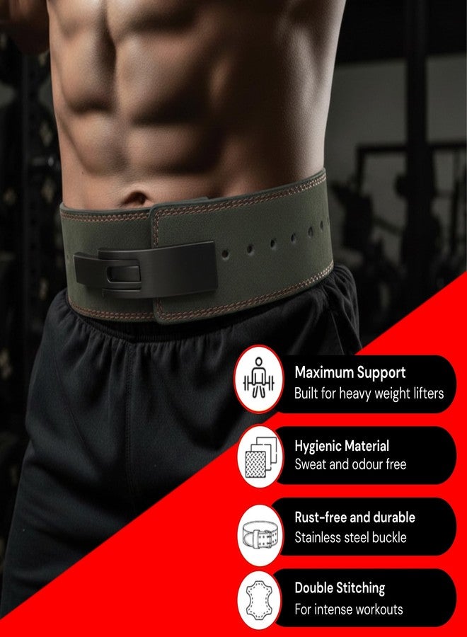 Aurion Fixed Lever Belt Olive Green (L) for Weight Lifting, Powerlifting & Deadlifting, a Multipurpose Gym Belt with Maximum Lower Back Support for Men & Women Ideal Gym Accessories for Workout - Image 4