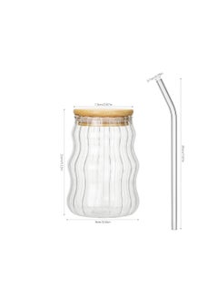 Generic Liying 1Pcs Glass Cups with Bamboo Lids and Glass Straw 500ML Shaped Cups, Beer Mug, Cute Tumbler Cup, Ideal for Iced Coffee, Cocktail #1  - Image 2