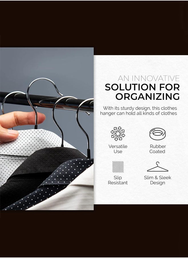 D'HOME 20Pcs Rubber Coated Metal Hangers Non Slip Hangers with 4mm Thickness Wardrobe Organiser Clothes Hangers Space Saving Hangers for Wardrobe Rail, Rack (20 Pack, Black)  - Image 5