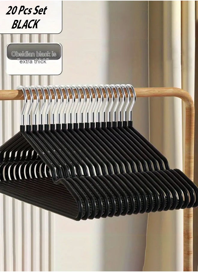 D'HOME 20Pcs Rubber Coated Metal Hangers Non Slip Hangers with 4mm Thickness Wardrobe Organiser Clothes Hangers Space Saving Hangers for Wardrobe Rail, Rack (20 Pack, Black)  - Image 4