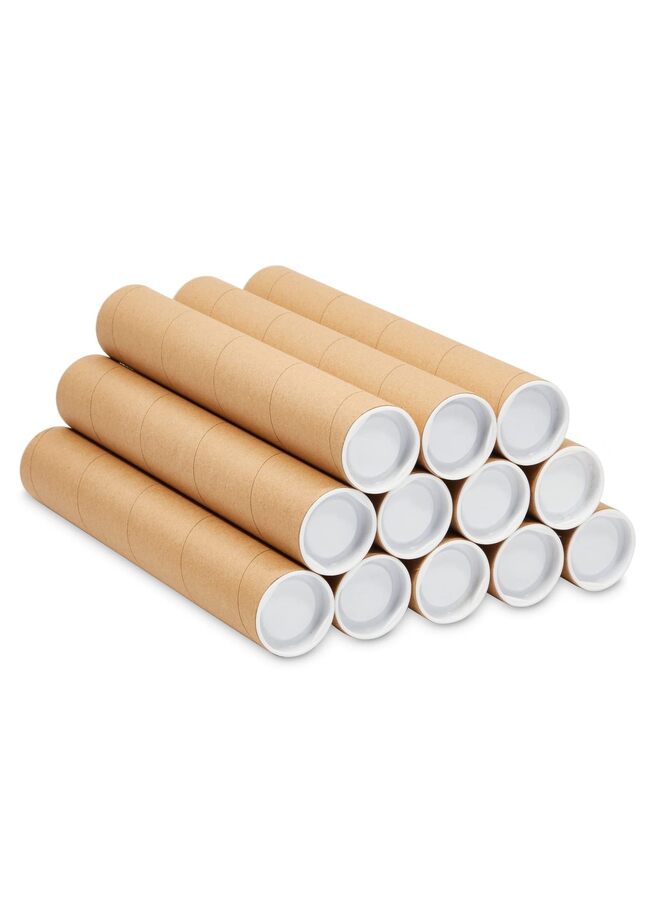 12pcs Kraft Cardboard Shipping Tubes - Double-Layer Protective Mailing Storage Tubes for Posters, Documents, Blueprints, Artwork - Secure Shipping Solution for Businesses Artists - Image 1