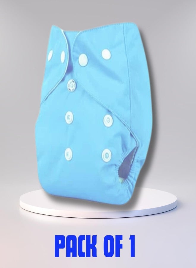 Renial reusable Cloth Diaper with Inserts - Adjustable Size for Babies 3 Months to 3 Years - Single Pack (BLUE) - Image 2