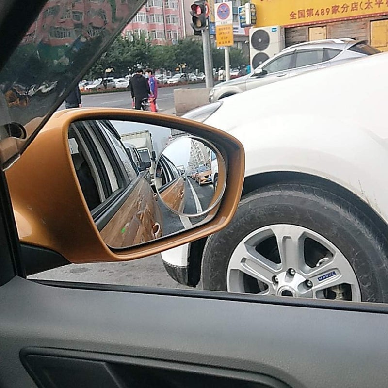 ESreake 2Pcs 3 inch Non-adjustable Large Stick-on Convex Blind Spot Mirror, HD Glass Big Round Convex Rear View Mirror,Strong Adhesive Mirror for Car, Van, SUV and Trucks (3"(75mm), Frameless) Light precision processed material - Image 5