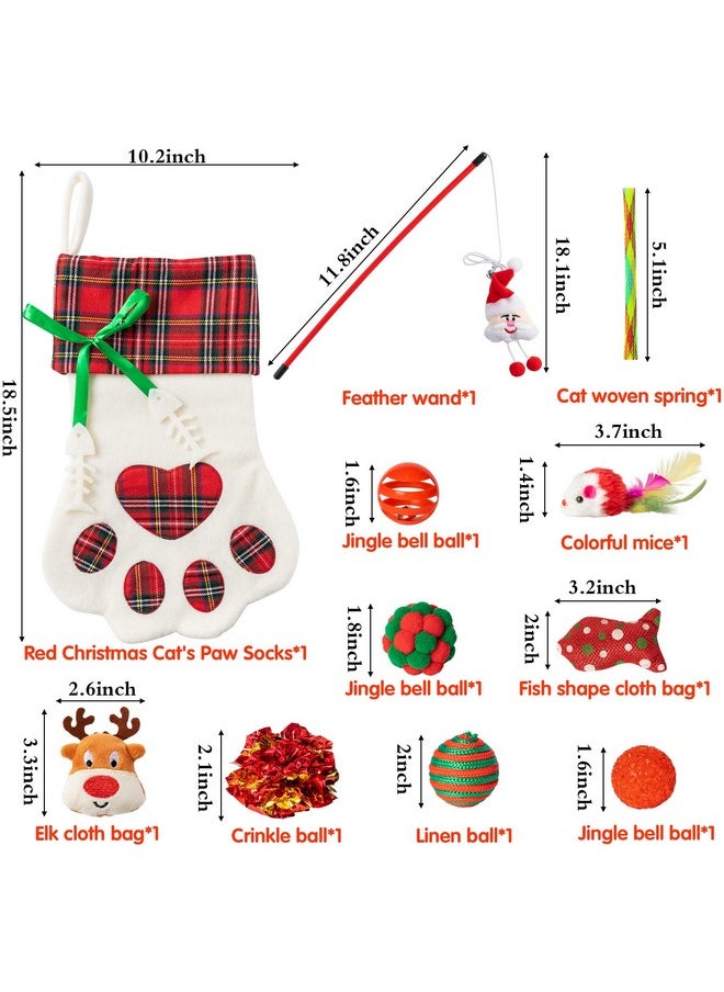 مجموعة ألعاب قطط تفاعلية مكونة من 11 قطعة تتضمن عصا ريشية ونعناع بري وأجراس متدلية وكرات وألعاب زنبركية للقطط المنزلية، جوارب معلقة لعيد الميلاد للقطط الأليفة - pzsku/ZA5F7394D7C6BF98EFA4BZ/45/_/1735214528/29f5dfc7-1ca8-4282-8660-725948814545