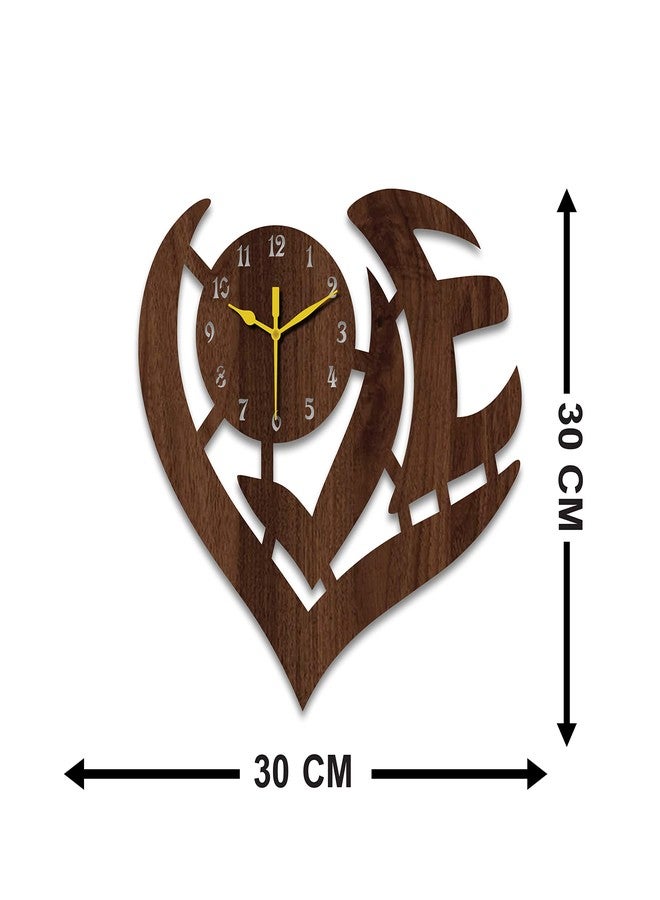 في بي كي ساعة حائط على شكل قلب من خشب MDF من VPK، مقاس 30×30 سم، لون ونجي - 539 - Image 2