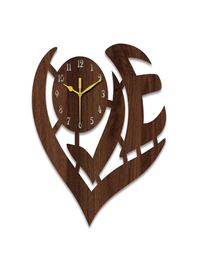 في بي كي ساعة حائط على شكل قلب من خشب MDF من VPK، مقاس 30×30 سم، لون ونجي - 539 - Image 1