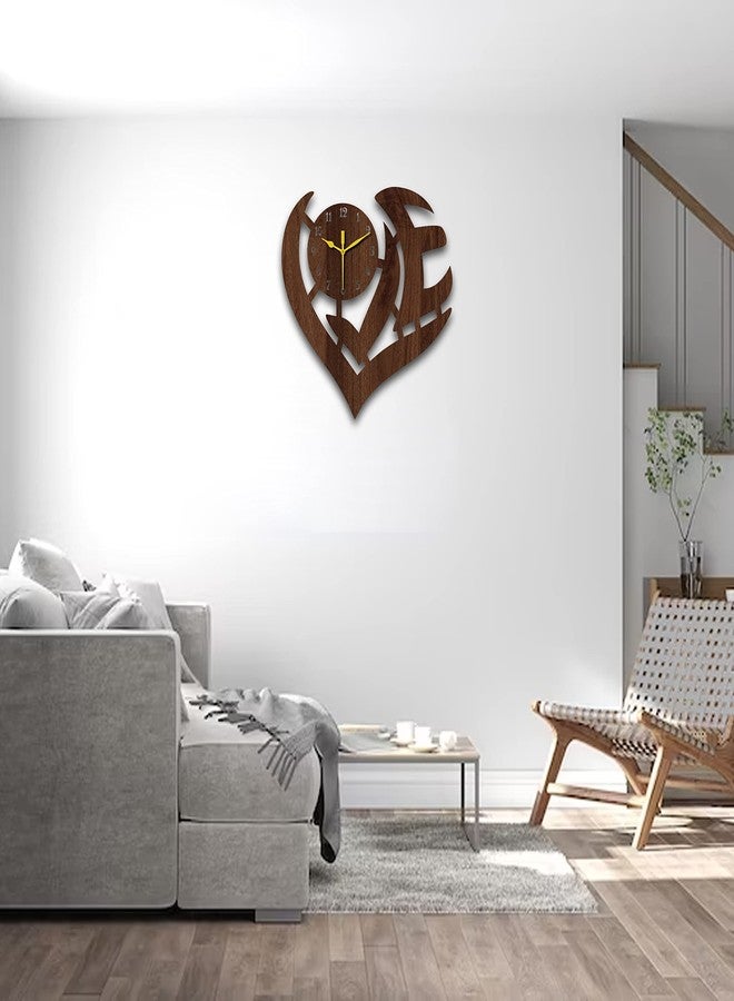 في بي كي ساعة حائط على شكل قلب من خشب MDF من VPK، مقاس 30×30 سم، لون ونجي - 539 - Image 4