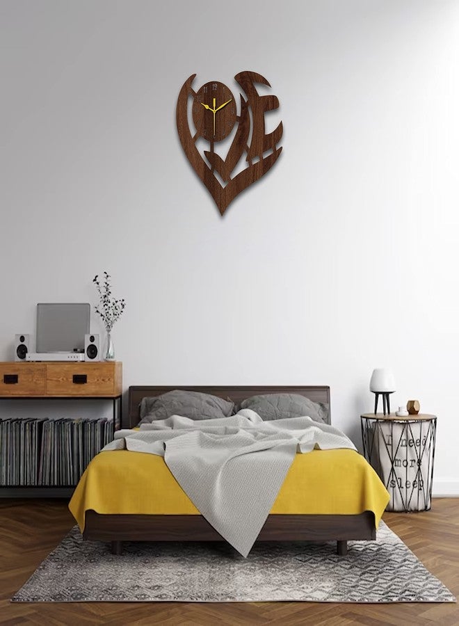 في بي كي ساعة حائط على شكل قلب من خشب MDF من VPK، مقاس 30×30 سم، لون ونجي - 539 - Image 5