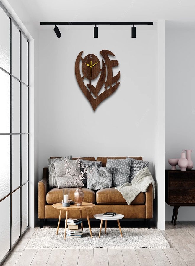 في بي كي ساعة حائط على شكل قلب من خشب MDF من VPK، مقاس 30×30 سم، لون ونجي - 539 - Image 3
