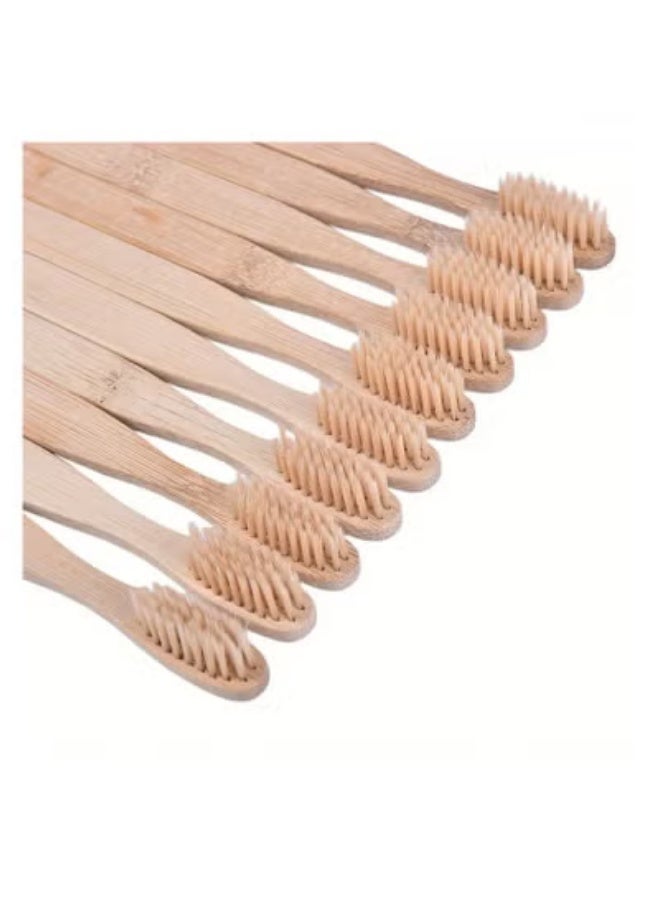 Organic Bamboo Toothbrush for Sensitive Teeth High Quality Wooden Manual Brush for Adults, Oral Care,Daily Life 10pc pack - Image 1