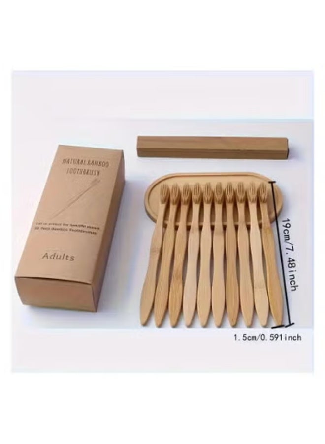 Organic Bamboo Toothbrush for Sensitive Teeth High Quality Wooden Manual Brush for Adults, Oral Care,Daily Life 10pc pack - Image 3