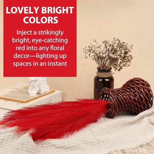 JOLYEAK 30pcs Pampas Grass Decor,21" Artificial Pompous Grass Bulk,Small Vase Filler Pompas Grass for Home Wedding Living Room Wall Party Decoration (Red, 21 Inch 30 Pcs) - Image 4