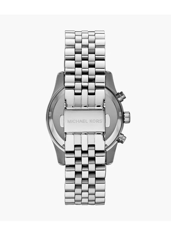 MK Lexington Chronograph Purple Dial Silver Steel Strap Watch For Women - 6223 - Image 2