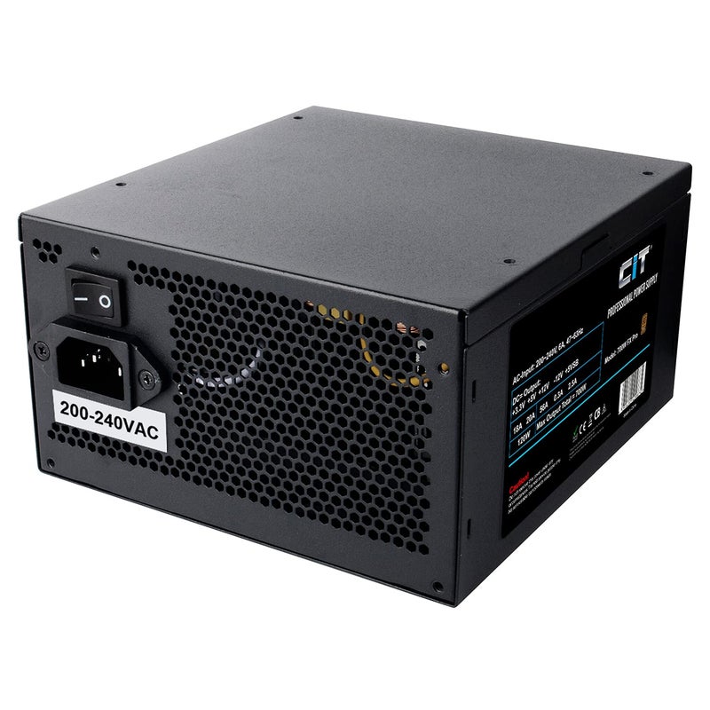 CiT FX Pro 700W Power Supply (No Power Cable inc.), Non Modular, APFC, Japanese Tk Main Capacitor, 80 Plus Bronze, 88% Efficiency, 14cm Cooling Fan, For Pro Gamers | Black - Image 2