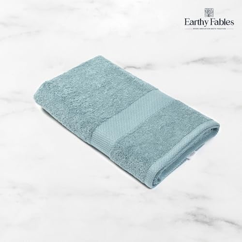 Earthy Fables Premium Bath Towel - 100% Combed Cotton, 600 GSM, Ultra Soft, Quick Dry and Highly Absorbent for Home, Travel and Acne-Prone Skin, 150 x 70 cm, Aqua, Set of 2 - Image 3