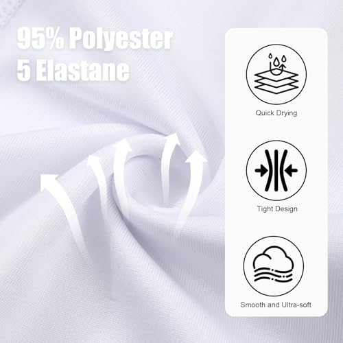 Towintec Mens 3/4 Compression Pants Dry Fit Athletic Workout Leggings Running Football Tights Basketball Yoga Gym Base Layer Underwear(White+White,L) - Image 5