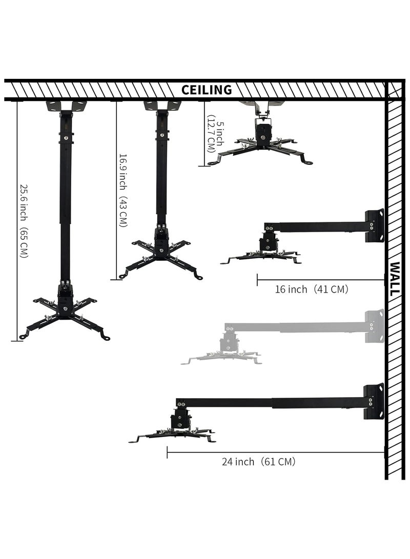 ارواق دعامة تثبيت على الحائط أو السقف مع ارتفاع قابل للتعديل وأذرع قابلة للتمديد للمنزل والمكتب - Image 2