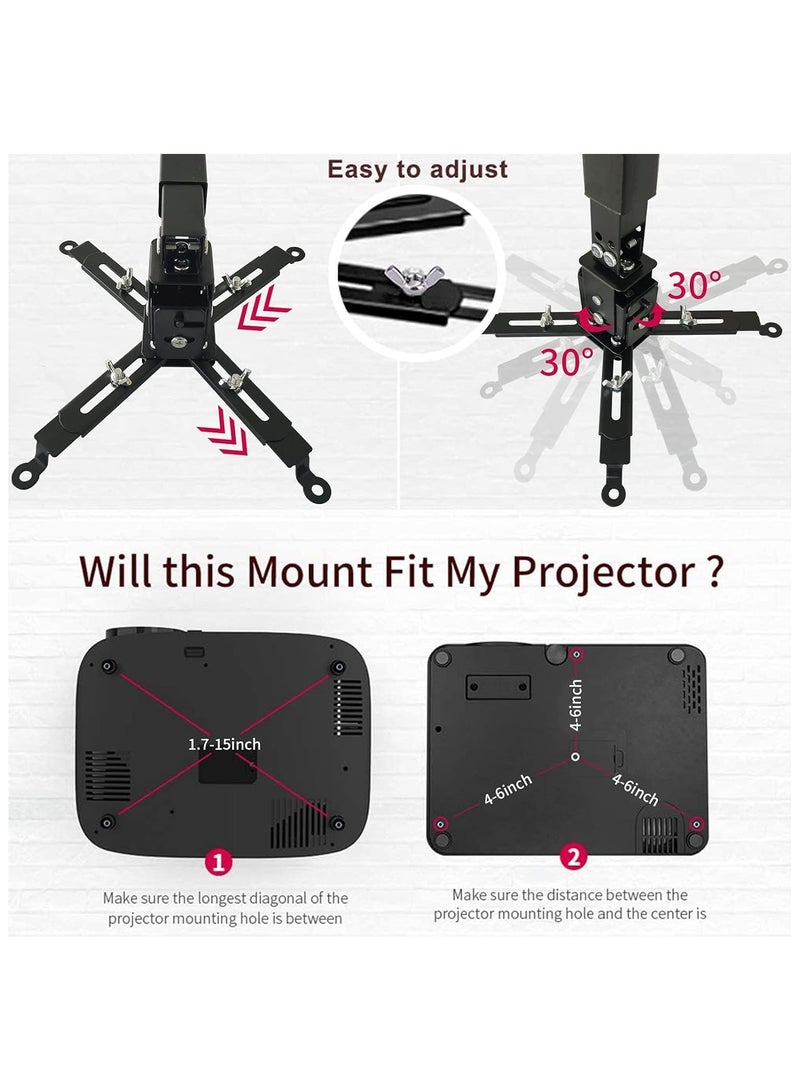 ارواق دعامة تثبيت على الحائط أو السقف مع ارتفاع قابل للتعديل وأذرع قابلة للتمديد للمنزل والمكتب - Image 3