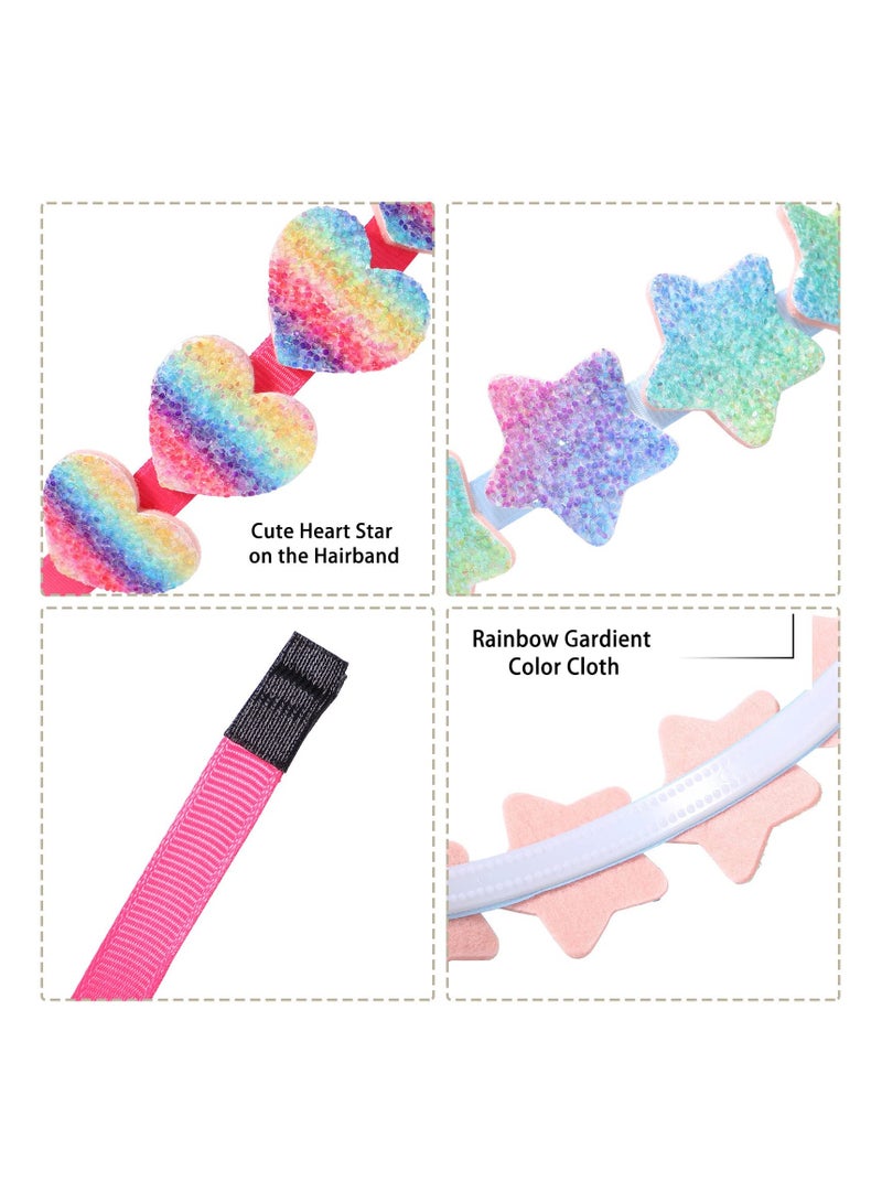 شراء جوي مجموعة من 6 عصابات رأس لامعة للبنات، إكسسوارات شعر للأطفال، على شكل فيونكة/قلب/نجمة، رباط شعر جميل للأطفال الصغار/الفتيات/المراهقات - Image 2