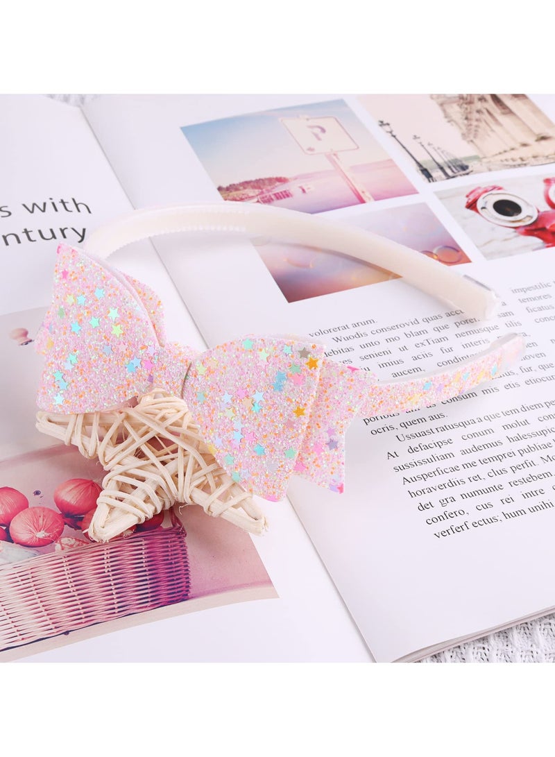 شراء جوي مجموعة من 6 عصابات رأس لامعة للبنات، إكسسوارات شعر للأطفال، على شكل فيونكة/قلب/نجمة، رباط شعر جميل للأطفال الصغار/الفتيات/المراهقات - Image 4